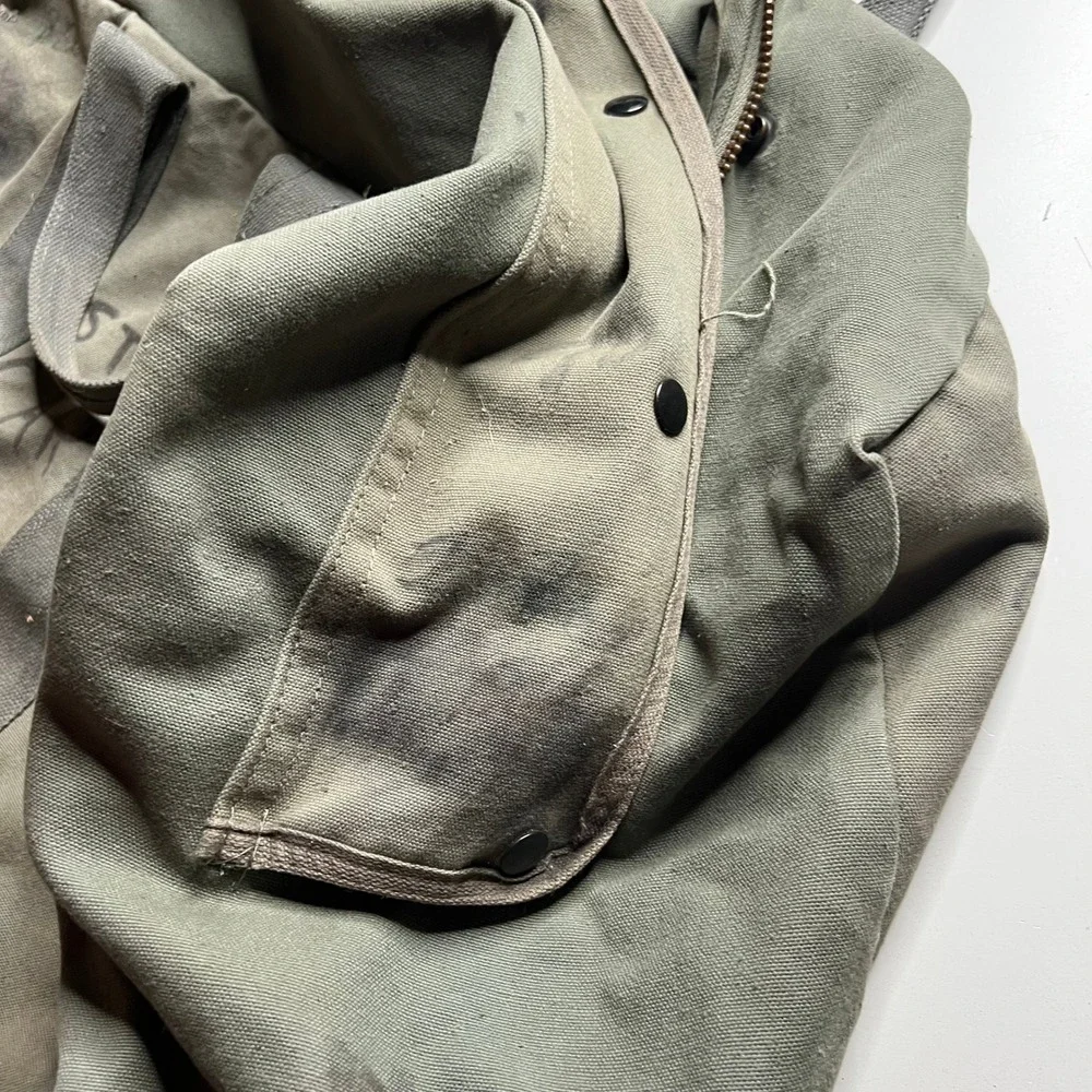 Vintage Military Canvas Flyers Helmet Bag Olive‎ Drab Green Utility Tote Duffel